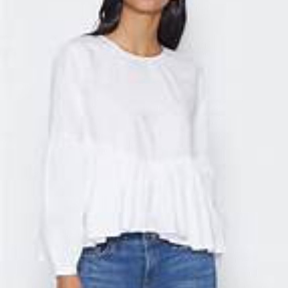 ANTHROPOLOGIE JOIE HAUKEA  SHIRRED PEPLUM TOP WHITE SIZE MEDIUM
